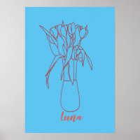 Modern Tulip Line Original Illustration For Her