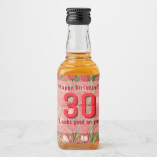 Modern Tulip Themed Mom’S Birthday Liquor Bottle Label