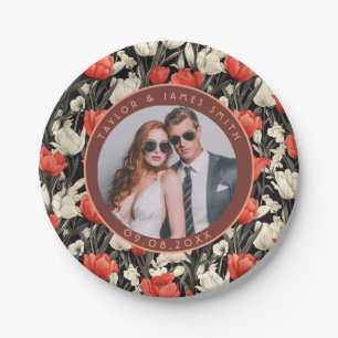 Modern Tulip Wedding Plates For Bride And Groom