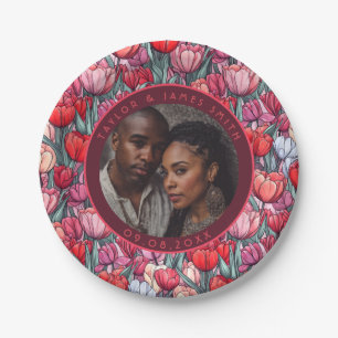 Modern Tulip Wedding Plates For Newlywed Gift