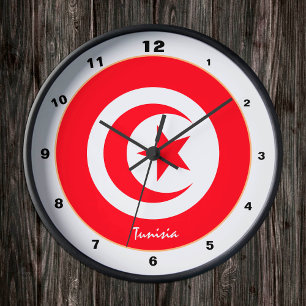 Modern Tunisia Flag, Tunisia trendy Home / design Round Clock