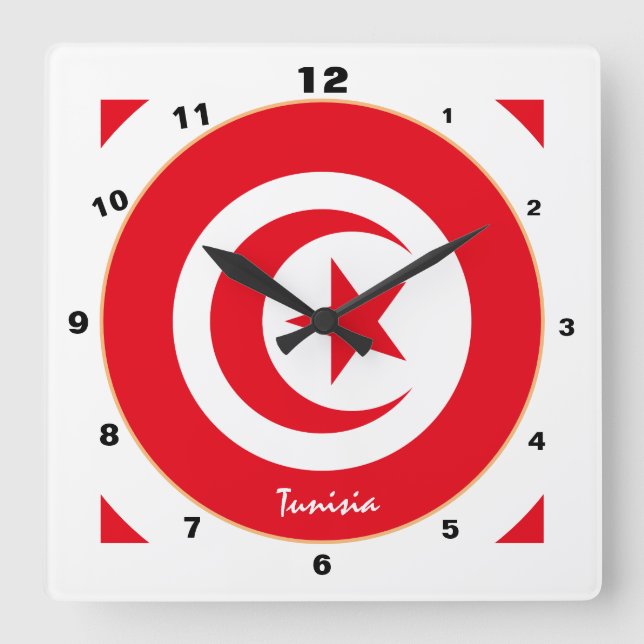 Modern Tunisia Flag, Tunisia trendy Home / design Square Wall Clock (Front)