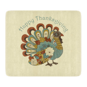 Modern Turkey Happy Thanksgiving Cutting Board