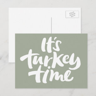 Modern Turkey Time Thanksgiving Invitation Postcard