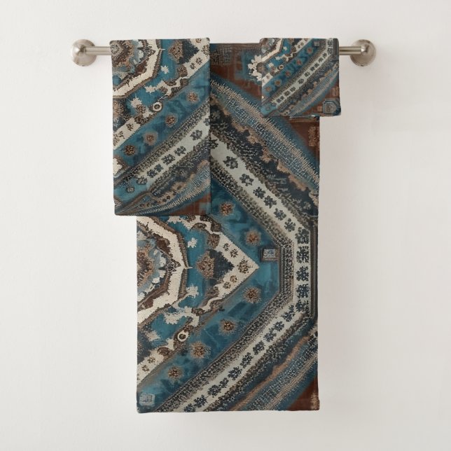 Modern Turkish Beautiful Old Pattern Collection Bath Towel Set (Insitu)