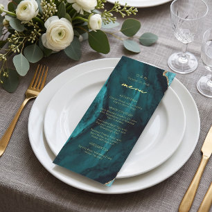 Modern Turquoise Agate Wedding Menu
