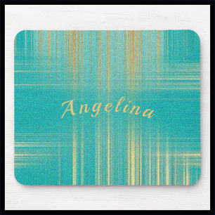 Modern Turquoise and Gold Mouse Pad