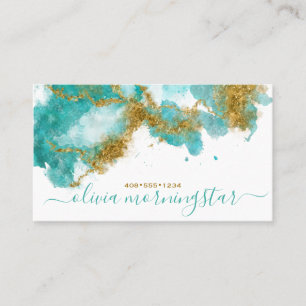 Modern Turquoise and Gold Nugget Business Card
