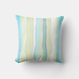 modern turquoise and green watercolor art design cushion