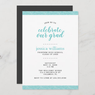 Modern Turquoise and Grey Graduation Party Invitation