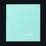 Modern Turquoise and White Girly Script Name   Notepad<br><div class="desc">Add your custom name to this elegant minimalistic simple notepad. Feel free to customise and personalise. Edit and colour options are available.</div>