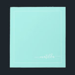 Modern Turquoise and White Girly Script Name Notepad<br><div class="desc">Add your custom name to this elegant minimalistic simple notepad. Feel free to customise and personalise. Edit and colour options are available.</div>