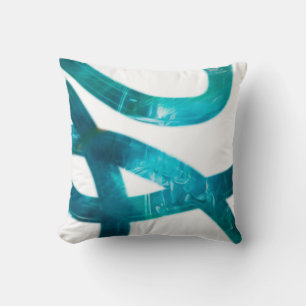modern turquoise and white painted artistic cushion