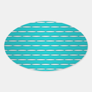 Modern Turquoise and White Striped Pattern Oval Sticker