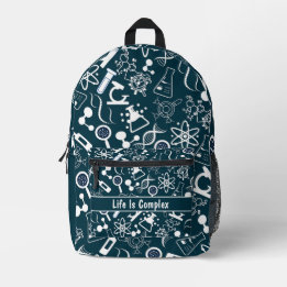 modern turquoise biochemistry life is complex printed backpack