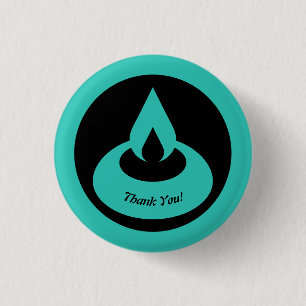 Modern Turquoise & Black Oil Light Thank You! 3 Cm Round Badge