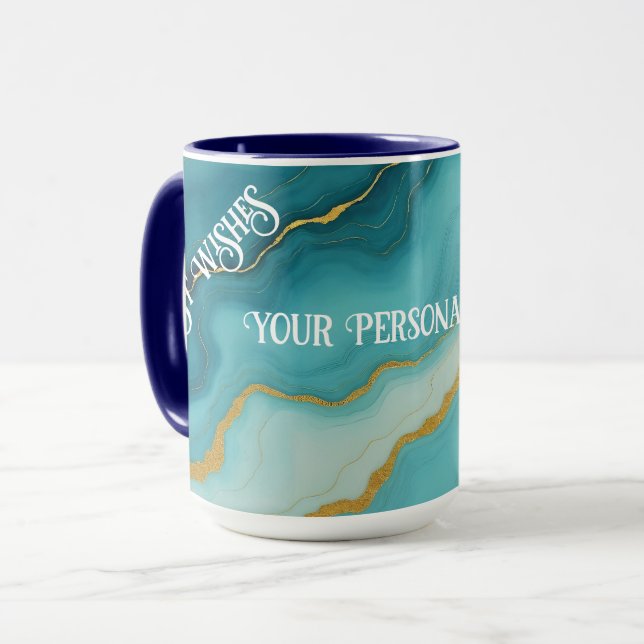 Modern Turquoise Blue Gold Marble Collection Mug (Front Left)