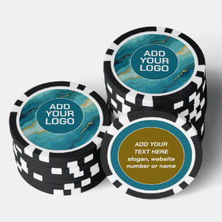 Modern Turquoise Blue Gold Marble Collection Poker Chips