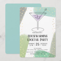 Modern Turquoise Blue Housewarming Cocktail Party