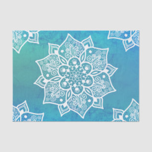 Modern turquoise blue ombre watercolor mandala tissue paper