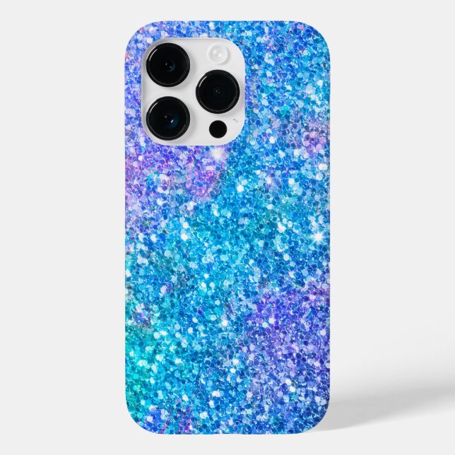 Modern Turquoise-Blue & Purple Glitter Print Case-Mate iPhone Case (Back)