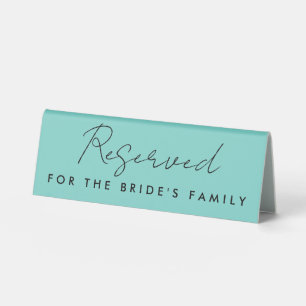 Modern Turquoise Blue Reserved Wedding Sign