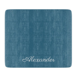 Modern Turquoise Blue template,  White Script   Cutting Board
