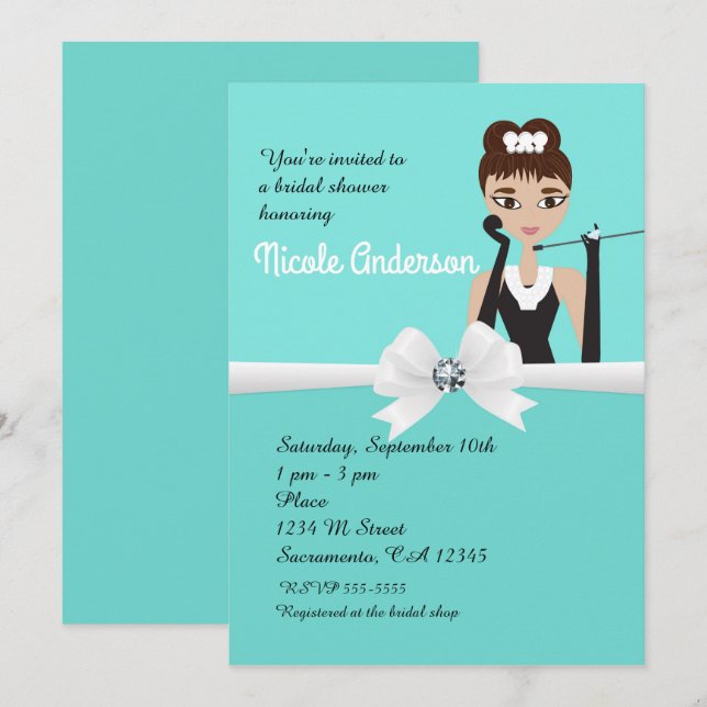 Modern Turquoise Engagement Chic Bridal Shower Invitation (Front/Back)