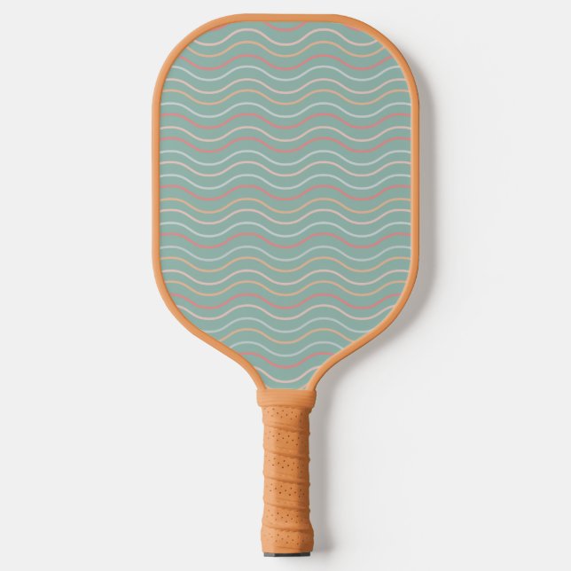 Modern Turquoise Geometric Wave Pattern Pickleball Paddle (Front)