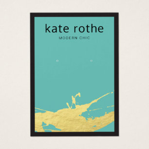 Modern Turquoise Gold Spatter Earring Display Card