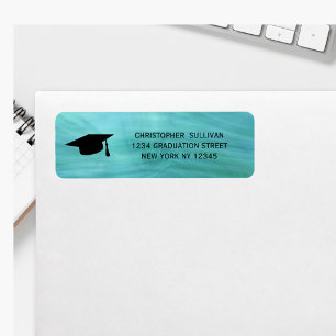 Modern Turquoise Graduation Return Address Label