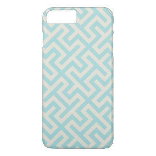 Modern turquoise greek key geometric patterns iPhone 8 plus/7 plus case