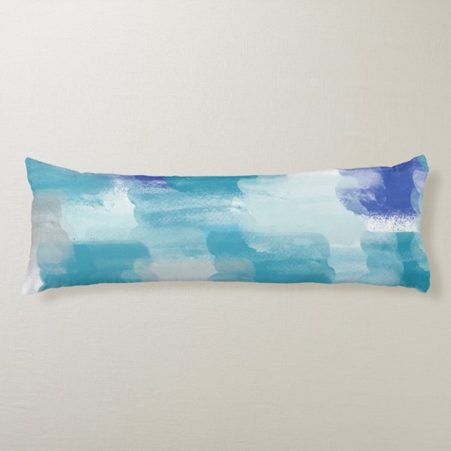 Modern Turquoise & Grey Watercolor Abstract Art  Body Cushion (Front)
