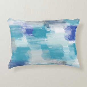 Modern Turquoise & Grey Watercolor Abstract Art  Decorative Cushion