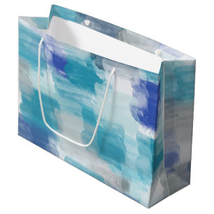 Modern Turquoise & Grey Watercolor Abstract Art Large Gift Bag