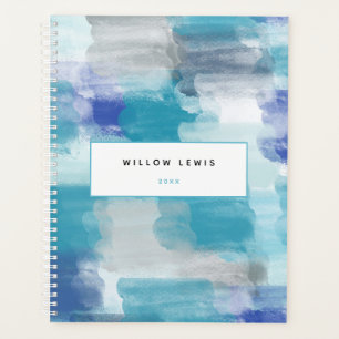 Modern Turquoise Grey Watercolor Appointment Book Planner