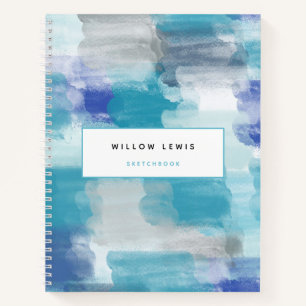 Modern Turquoise Grey Watercolor Artist Sketcbook Notebook
