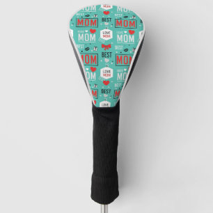 Modern Turquoise MOM Typography Pop Pattern Golf Head Cover