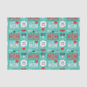 Modern Turquoise MOM Typography Pop Pattern Tissue Paper