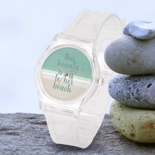 Modern Turquoise Ocean Beach Custom Quote Watch (Add your own quote or keep the one shown to this tropical ocean beach watch)