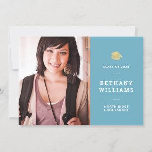 Modern Turquoise Photo Graduation Party Invitation