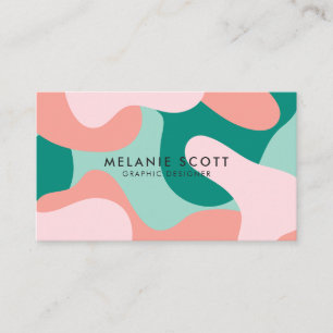 Modern turquoise pink abstract pattern minimalist business card