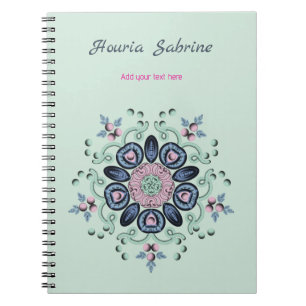 Modern turquoise Pink Floral Mandala Doodles Notebook