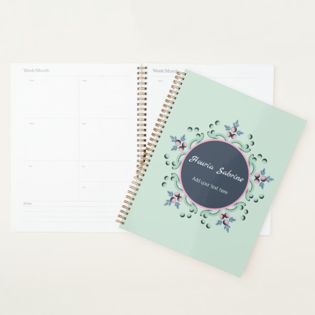Modern turquoise Pink Floral Mandala Doodles  Planner (Display)