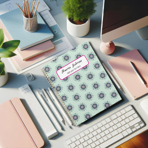Modern turquoise Pink Floral Mandala Doodles Planner