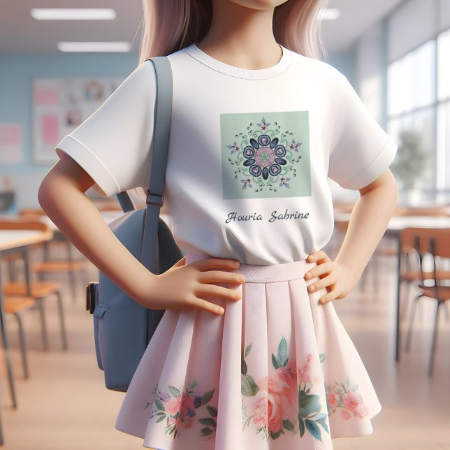 Modern turquoise Pink Floral Mandala Doodles  T-Shirt (Creator Uploaded)