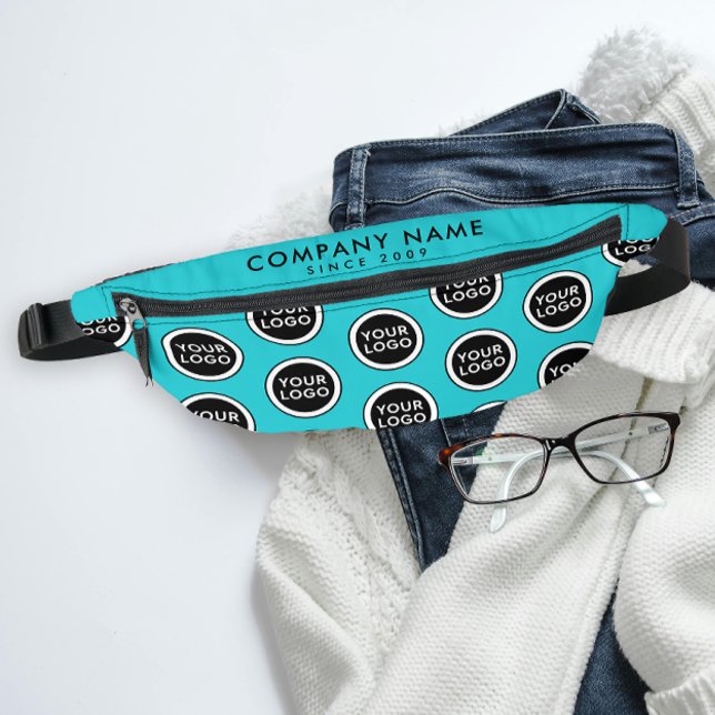 Modern Turquoise Promotional Company Logo Pattern Bum Bags (Creator Uploaded)