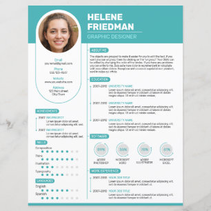 Modern Turquoise Resume, CV - (template)