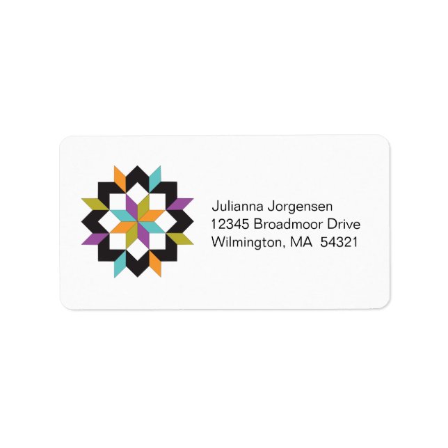 Modern Turquoise Sampler Quilt Address Labels (Front)