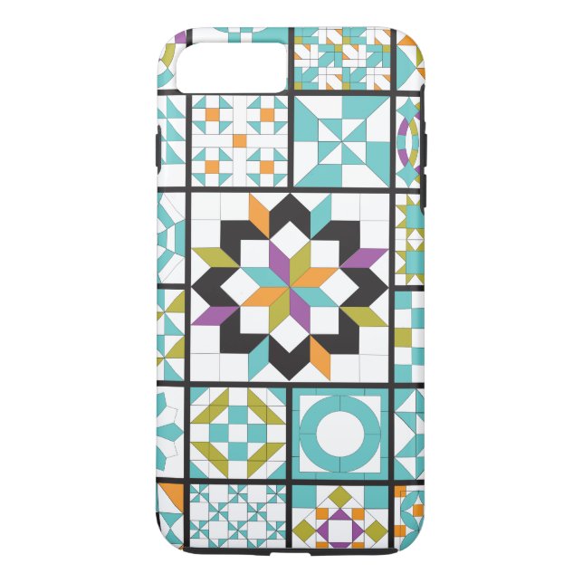 Modern Turquoise Sampler Quilt Case-Mate iPhone Case (Back)